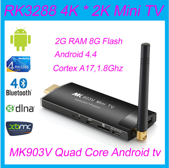 MK903V tv dongle for android RK3288 Quad Core smart tv stick set tv box Google tv box 1xUSB 2.0 Ethernet Adaptor for Free Gift