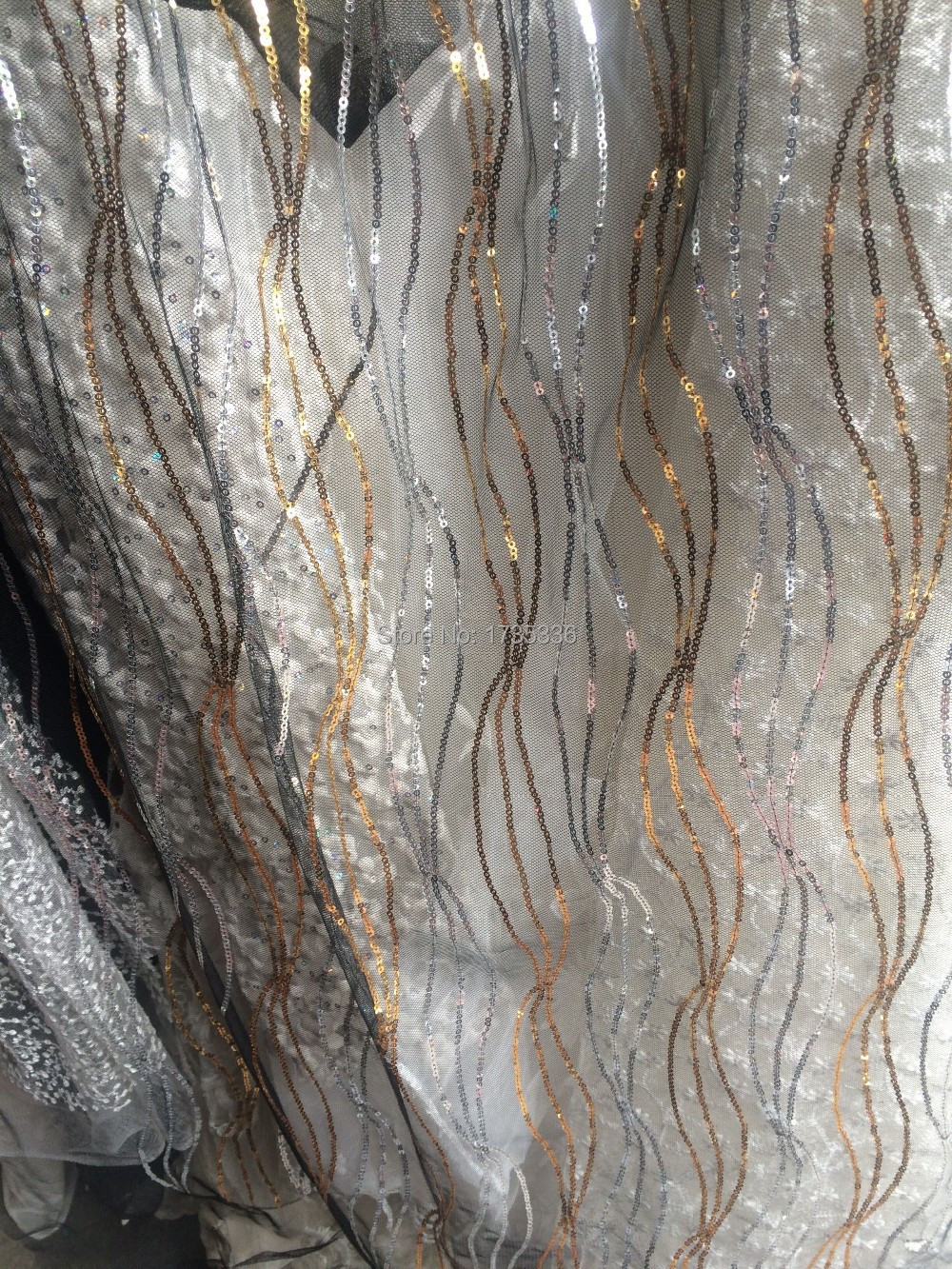 Lace stitching gauze sequin dress Lace stitching gauze sequin dress