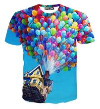 Raisevern new fashion women clothes 3D t shirt ballon fly print film “UP” movie cartoon 3d tshirts galaxy lover summer tee tops