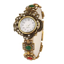 Nueva súper ventas Original de alta calidad mujeres Crystal y turquesa Vintage relojes pulsera relojes de pulsera