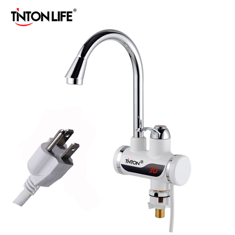 (US Ship) 110V 3sec Instant Tankless Electric hot Water Heater Faucet Kitchen Instant Heating tap Water faucet with LED Digital