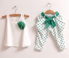new 2015 children s clothing summer set child flower female vest polka dot harem pants kids
