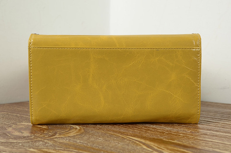 Imported Grain Leather Korea Style Burnished Leather Women's Long