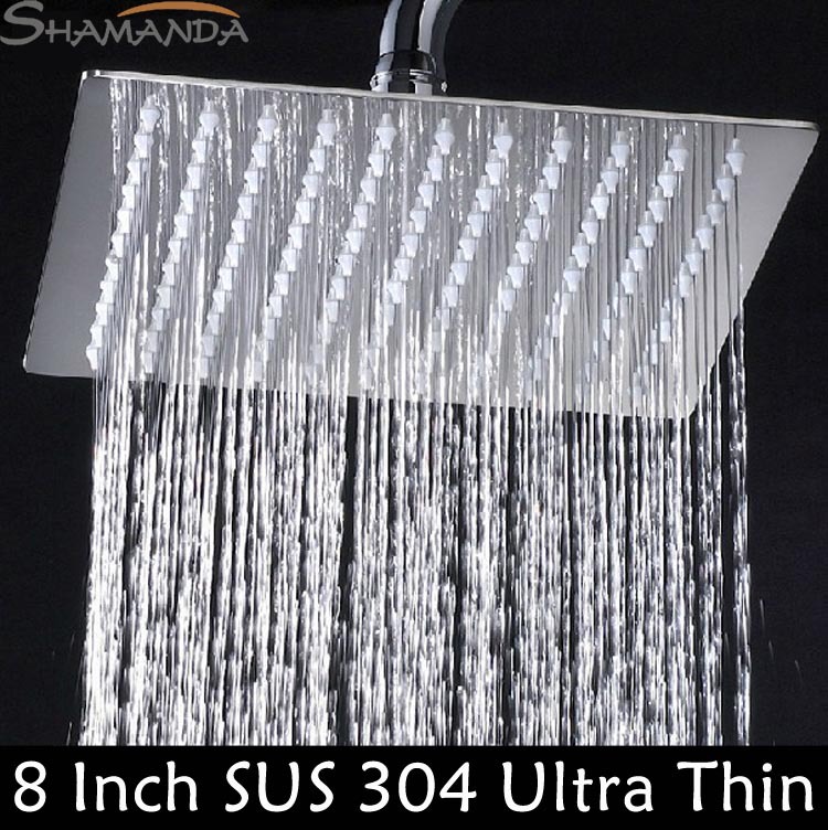 Free Shipping Bathroom Products Solid 304 Stainless Steel Mirror Surface 8 Inch Rainfall Shower Head,SUS 304 Rain Shower Head