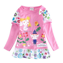 2016 Cartoon Baby & Kids long T shirt with For Girls kingdom Ben And Holly Long Sleeve Little Children Girls Dresses fake dress