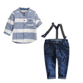 2016 brand new Boys clothing set kids sports suit children tracksuit Boys long tshirt denim overalls