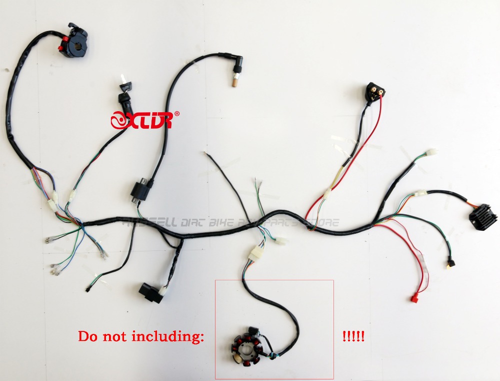 Full Wiring Harness Loom Solenoid Coil Regulator CDI 200cc 250cc ATV