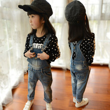 casual 2015 spring autumnn blue overalls for girls headphones beatsstudio baby girl denim jumpsuit children clothes outerwear