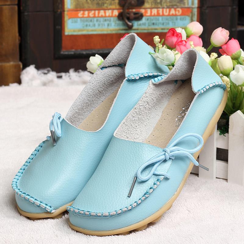 New Women Real Leather Shoes Moccasins Mother Loafers Soft Leisure Flats Female Driving Casual Footwear Size