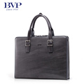 BVP EMS Free Shipping Men s Stripe Genuine Real Leather Vintage Briefcase Laptop Attache Portfolio Document