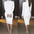 High quality Sexy Autumn women long white Package hip dress women for party Casual outfits Ladies