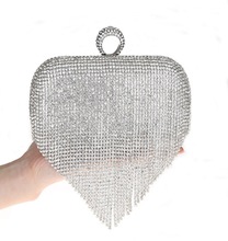 2016 Tassel Rhinestone Finger Ring Evening Bags Diamonds Wedding Handbags Women Day Clutch Mini Purse Bag With Chain Mixed Color