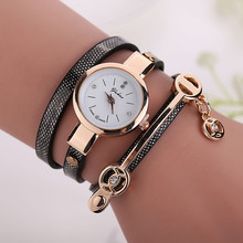 Women Leather Bracelet Watch Gold Case Quartz Watch Relojes Mujer New Style Laides Casual Rhinestone WristWatch