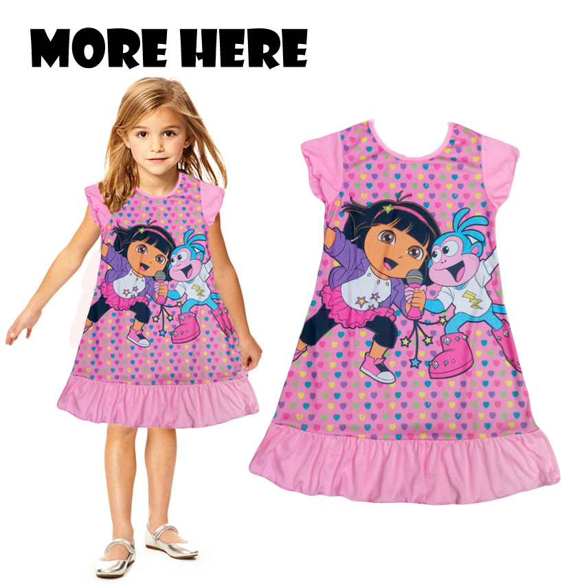 Hot pajamas Summer Nightgowns Dora Sophia Princess Girl print Cartoon nightdress for girls sleepwear polyester kids