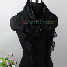 Stylish Fashion Women Girl s Stitching Chiffon Trim Ruffle Triangle Scarf Shawl Wrap New