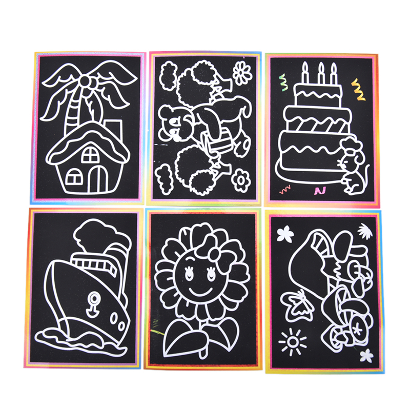 10pcs 9.5*13CM Small Size Kids Scraping Painting Educational Toy For Children_WK 