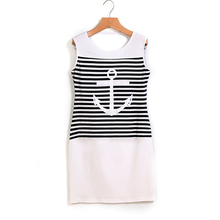 New 2015 summer arrival women s casual clothes hot sale women dress sleeveless round neck striped