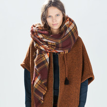 140 140CM Hot sale lady s winter Scarf font b Tartan b font Oversized Blanket women