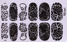 2015 New Black Lace Nail Stickers 5pcs lot 3d Rhinestone Full Cover Adhesive Art Foil Polish