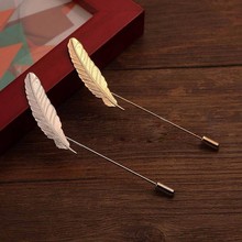 Unisex Men Leaf Feather Brooch Pins Collar Suit Stick Breastpin Lapel Pin Accessories For Gift Wholesale 12Pcs
