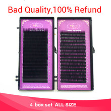 All 4 box long false fake eyelashes eye lashes natural handmade black individual mink eyelash extension extentions curl set lot