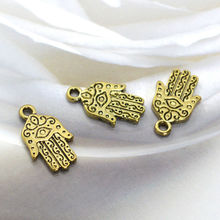 Cute Antique Bronze Plated Hamsa Hand Charms Pendants for Women DIY Jewelry Accessories Handmade Craft Wholesale 12 Pcs/lot
