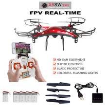 Free shipping X6SW WIFI FPV Real – time Transport video RC helicopter drone quadcopter add 4pcs battery an 1in4 charger as gift