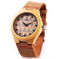 2016 new popular women Bamboo Wooden watch Pure natural bamboo quartz Watch Real Leather Strap ladies