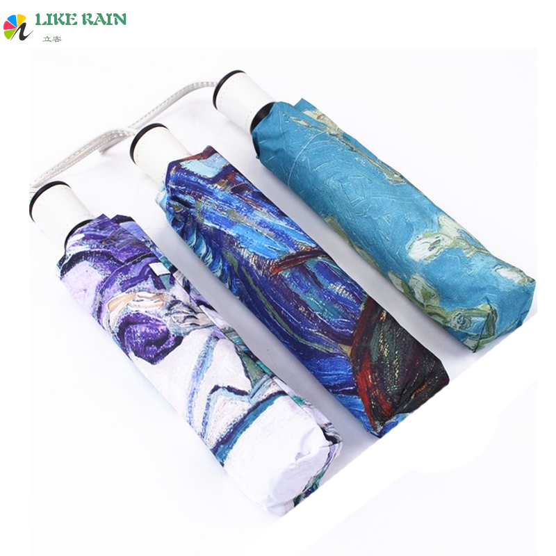 Van Gogh Famous Paintings Brand Automatic Umbrella 2015 Fashion Painting Parasol Anti UV Beach Umbrellas Sun/Rain Women Umbrella
