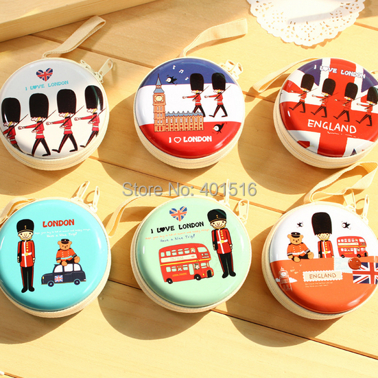 2014 New Korea Style Cute Royal Police Round Tin Purse Coins Purse