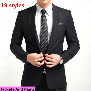 ( Куртки + брюки ) мужчины деловой костюм устанавливает тонкий смокинг формальные мода платья костюмы марка хлопок Большой размер пиджак костюмы F1001