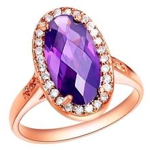 Whole Sale Rose Gold Wedding Rings For Women With Huge Ruby Purple Imitation Gemstone Jewelry joias