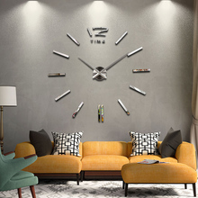 2015 new hot sale clock watch wall stickers clocks home decoration modern quartz diy 3d acrylic Mirror Metal free shipping