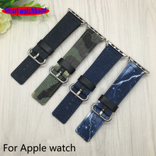 Smart Watchband 24mm Quality Canvas and Leather Watch Strap For Apple Watch band 42mm