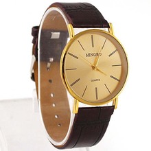 Top Sale Fashion Accurate Golden Luxury Gentle Men s Leather Band Quartz Wrist Watches 
