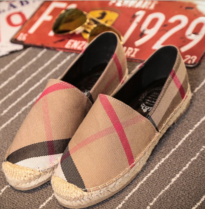 2016 celebrity brand new designer womens canvas denim checks espadrilles striped plaid hemp straw weave fisherman