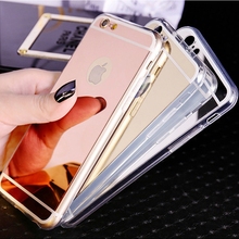 Fashion Luxury Ultra Slim Soft Case For Iphone 5S Clear Silicone Edge + Shinny Mirror Back Cover For Iphone 5 5S 5G Phone Cases