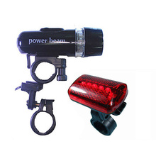 Waterproof Bike Bicycle Lights 5 LEDs Bike Bicycle Front Head Light + 5 LEDs Safety Rear Flashlight Torch Lamp Black BHU2
