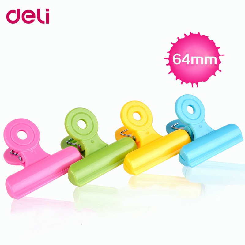 Deli colored clip / plastic circular clip / Office Supplies (41mm/10pcs) ( 51mm/8pcs) (64mm/5pcs)