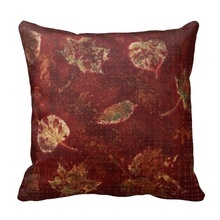 Active Deep Maroon Gold Fall Leaves Stencil Subtle font b Tartan b font Pillow Case Size