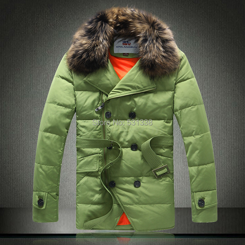 2014 BRAND Down Jacket Winter Jacket Men Coat 90% White Duck Long Thicken Outwear Hooded Real Fur Men's Parka Big Size 3XL
