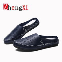 Fashion Hollow Out Men Casual Shoes Breathable Sandal PU Leather Doug Sandalias Flat Round Toe Slipper Free Shipping ZMS0012 D5