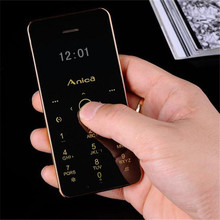 2015 New Fashion Bluetooth Dialer A6 Mini Phone Ultra Thin Card Mobile Phone MP3 FM Small Cell Phone  Russian French Spanish