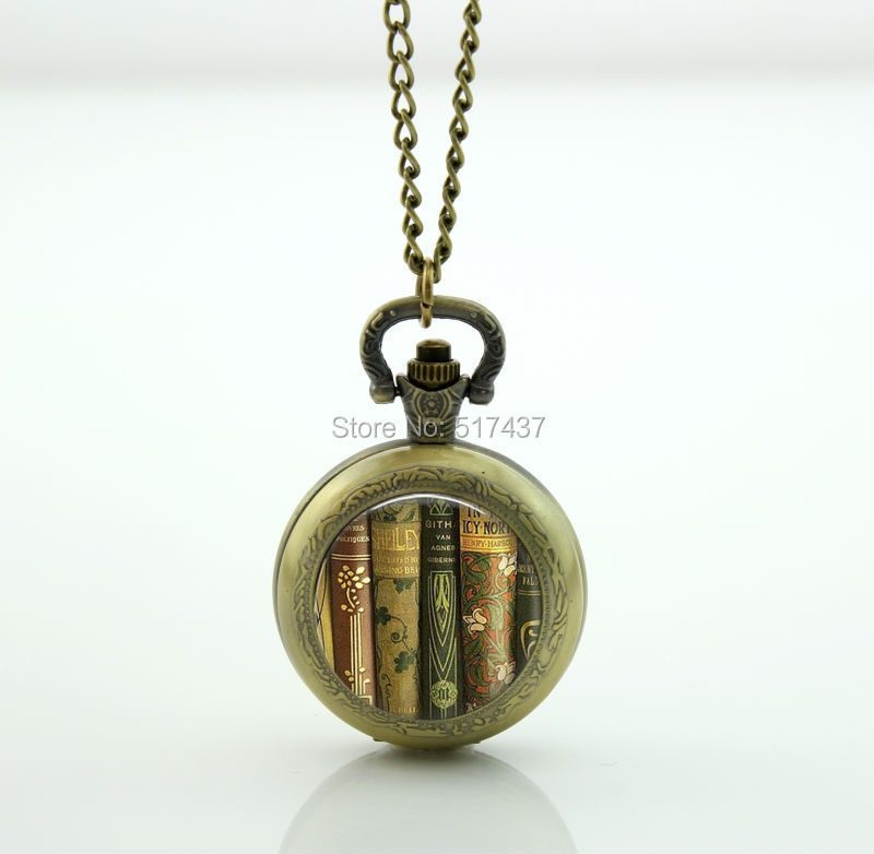 WT-00240 Vintage-Book-Spines-Pendant-Necklace-Book-Jewelry-Necklace-Gift-for