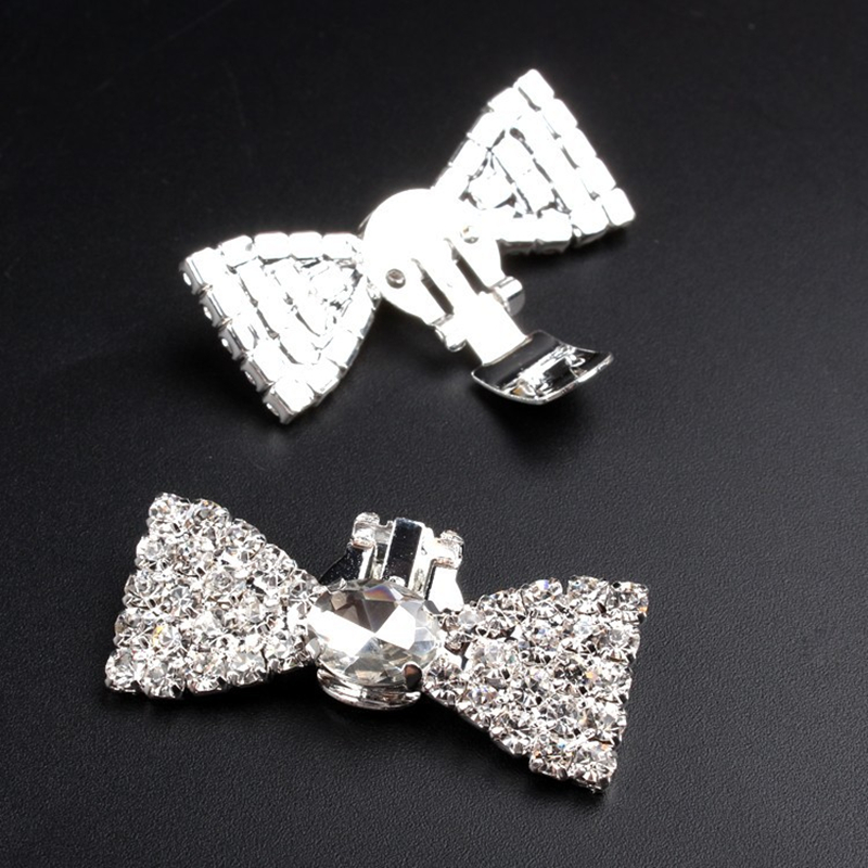 3 pair/lot Sale rhinestone crystal Bow shoe clips shoes accessories for