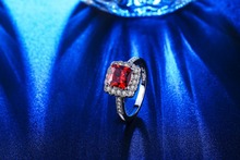 White gold filled Wedding Rings For Women Ruby Red CZ Diamond fashion Silver Jewelry Cubic Zircon