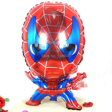 Hombre araña de la historieta aluminio Foil globos del cumpleaños decoración del partido globo en forma especial inflable bola del partido proveedor B044