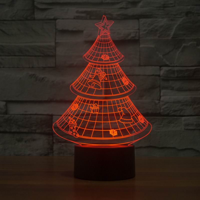 JC-2823 Amazing 3D Illusion led Table  Lamp Night Light with christmas tree shape