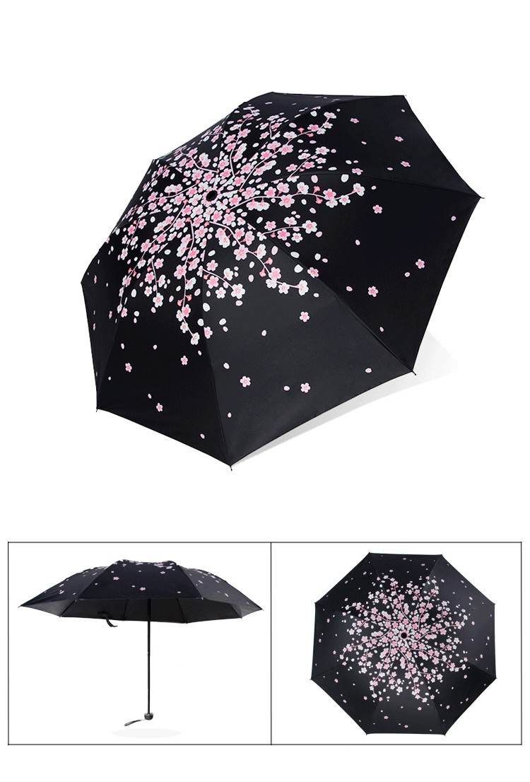 2016 High Quality Man Woman Fashion Beautiful Sakura Rain Umbrella 3 Fold Anti Uv Fashion Windproof Free Shipping HI01 (2)