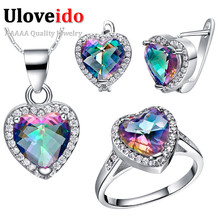 Colourful Austrian Crystal 925 Sterling Silver Wedding ceremony Bridal Jewellery Units Earrings Ring Necklace Set Costume Jewellery Ulove T481